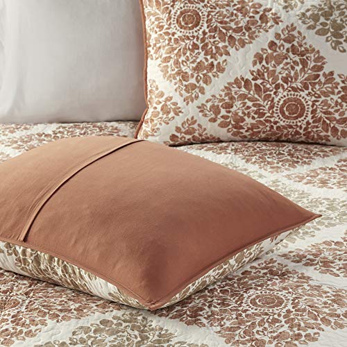 Madison Park Claire Quilt Modern Design - All Season, Breathable Coverlet Lightweight Bedding Set, Matching Shams, Decorative Pillow, Full/Queen (90 In X 90 In), Diamond Spice 6 Piece #TOP6