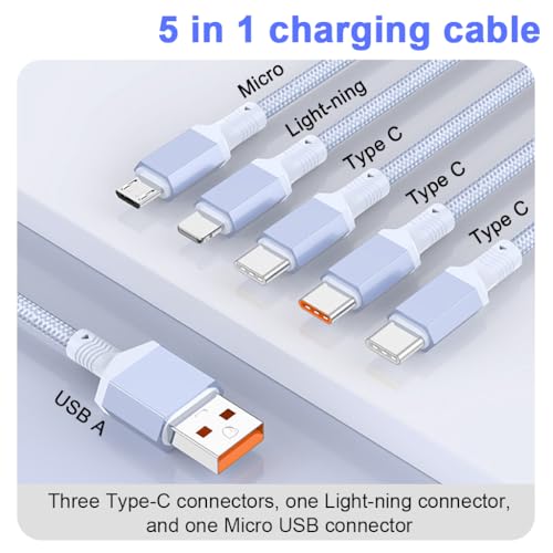 Image of Verilux PD 100W Type C Cable Fast Charging 3.9FT, 480Mbps Data Transmission C Type Charger Cable with Three C Connectors, USB to Lighting, USB to Micro A for iPhone 17 /16 /15 Galaxy S26 /S25 /S24