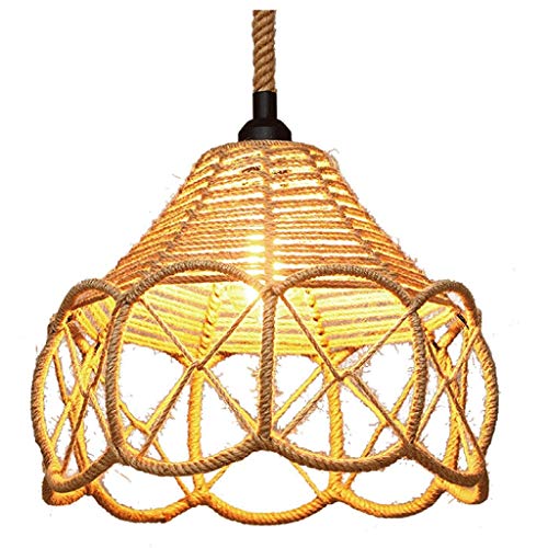 Lustre en corde de chanvre avec abat-jour parapluie pour éclairage ciblé