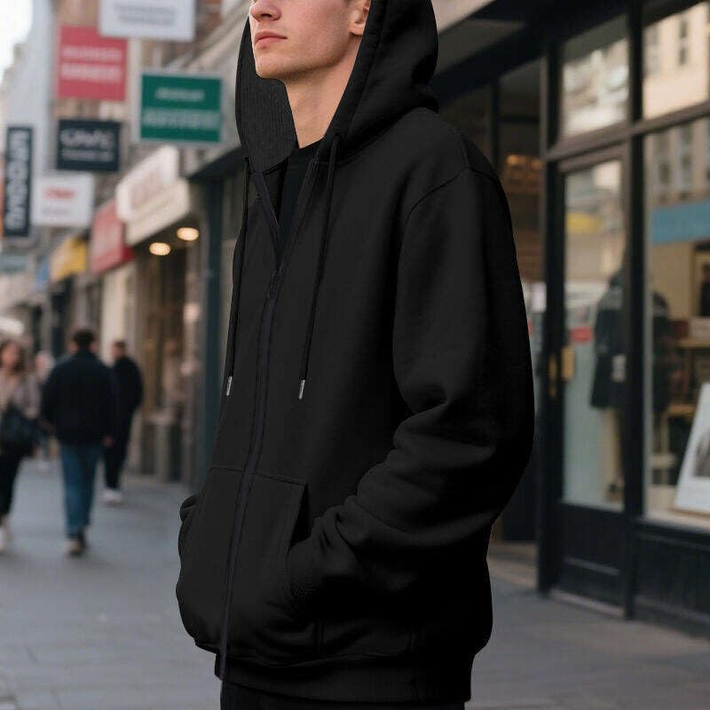 ZOCANIA Hoodies for Men Full Zipper Drawstring Casual Hooded Sweatshirt with Kangaroo Pocket Fall Winter Tactical Hoodies2