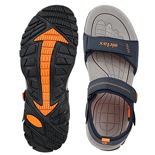 Image of AIRFAX Men's Casual|Indoor /Outdoor| Lightweight & Comfortable | Fashionable & Regular Use | with Phylon Technology Sole Valcro Sports Sandals-Black(AZONIX1)