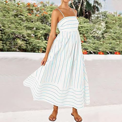 Robe maxi sans manches rayée style boho chic et fluide pour femmes