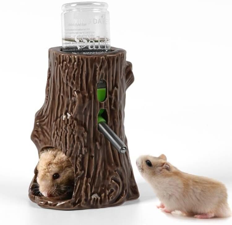 Bebedouro de Água para Hamster com Suporte Cerâmico Ajustável e Esconderijo Zhilishu