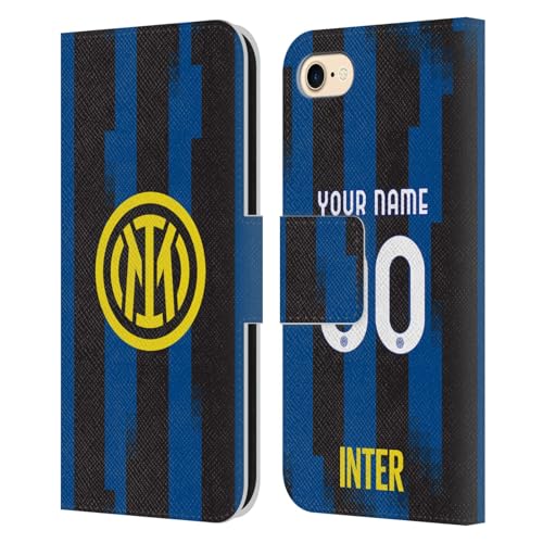Coque en cuir à portefeuille Inter Milan, étui premium pour iPhone 8 et SE