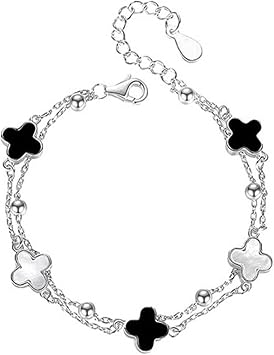 Women's Double Layer Adjustable Bracelet - Stylish and Versatile Hand Accessory - Black