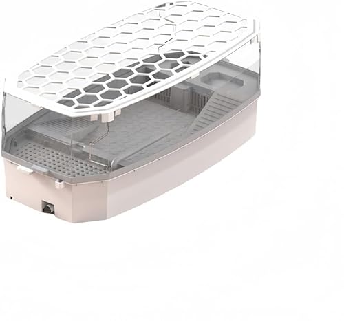 lisBaby 亀水槽 亀の水槽 カメ用水槽 大きい カメ 水槽 水循環ろ過システム 亀ケージ ボックス 観察 排水孔 階段 エサ皿 滑り止め 休憩プラットフォーム 脱出防止 爬虫類 両生類用 亀の楽園 (S,ホワイト)