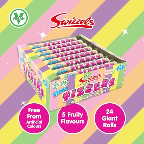 Swizzels Giant Original Fizzer Sweets Vegan Friendly Sweets Delicious Fizzy Multipack 24 Fizzer Rolls