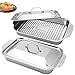Teglia per lasagne in acciaio inox con coperchio, set di 2 teglie rettangolari profonde (40,6 x 24,1 x 8,1 cm) per lasagne, torte, arrosti e buffet, lavabile in lavastoviglie, antiruggine, ideale per immagine
