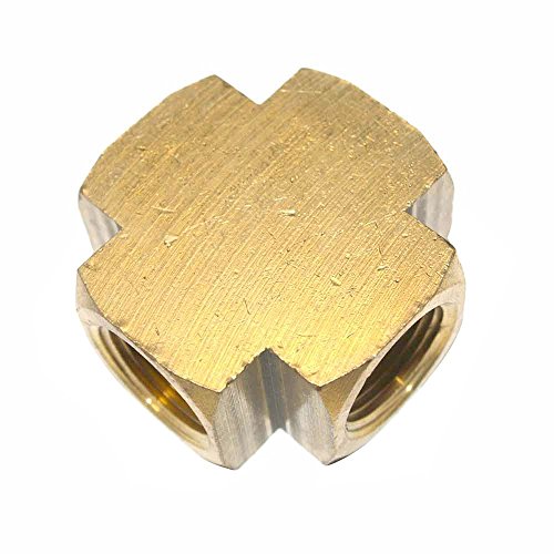 Interstate Pneumatics Fp66X Brass Cross Fitting - 3/8 Inch Npt With 4 Connection Ports #TOP1