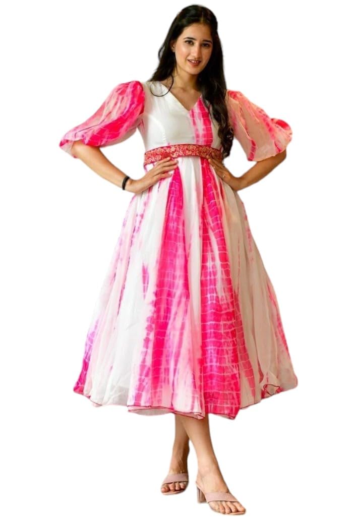 KEDARFABWomen's Georgette Printed Dress.