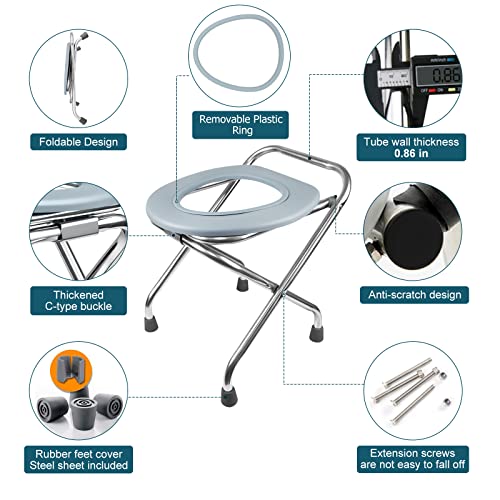 Blika Portable Toilet For Camping, 400Lbs Weight Capacity Portable Camping Toilet, Folding Toilet, Stainless Steel Portable Toilet Seat, Portable Toilet Travel Toilet Car Toilet #TOP3