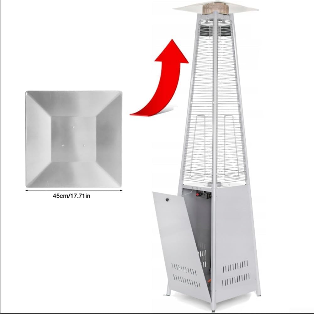 Quadratischer Aluminium-Reflektor, Flammenschutz, Ersatz für Pyramiden-Terrassenheizungen, für Lochabstand 7 cm oder 11 cm, Outdoor-Wärmeverteilung, Überdachung oben (11 cm)