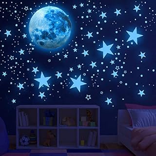 Glow in The Dark Stars for Ceiling,Glow in The Dark Stars and Moon Wall Decals, Ceiling Stars Glow in The Dark Kids Wall Decors, Perfect for Kids Nursery Bedroom Living Room
