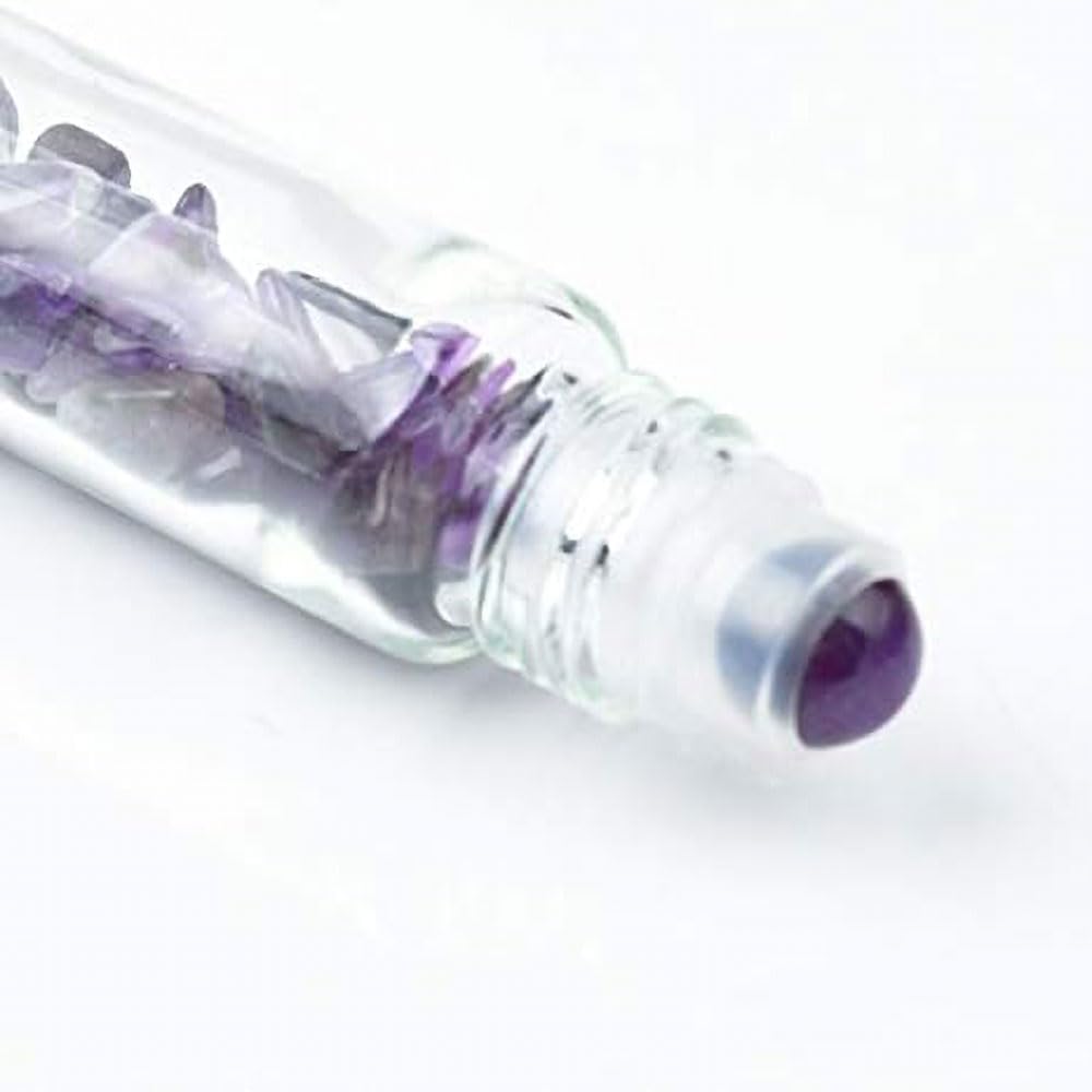 10 Pcs flaconi a rullo con pietre preziose 10 ml, flaconi per campioni con tappi in bambù per oli essenziali, profumi, aromaterapia
