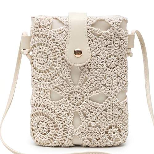 Petit sac à main tissé blanc anti-encombrement avec sangle