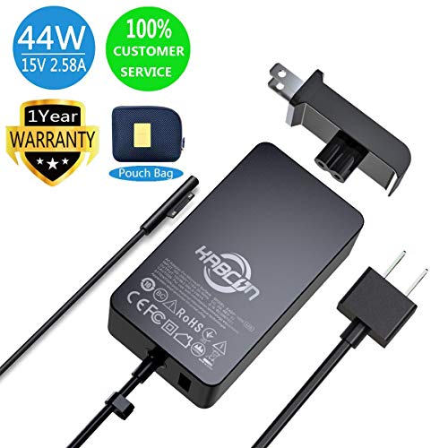 Surface Pro Surface Laptop Charger,44W 15V 2.58A Power Supply Compatible Microsoft Surface Pro 6 Pro 7 Pro 4 Pro 3 Pro X,Surface Laptop 1/2/3,Surface Go 1/2,Surface Book 1/2/3 with a Storage Pouch