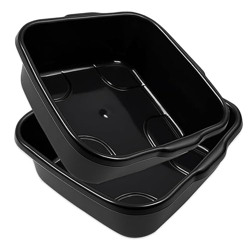 BH | 2 Pcs x Washing up Bowl Basin - 9L | Square | Black | Multi-Purpose Bath Tub/Washing Sink for Kitchen, Bathroom, and Household Use - (Pack of 2) - By BEST HOUSE
