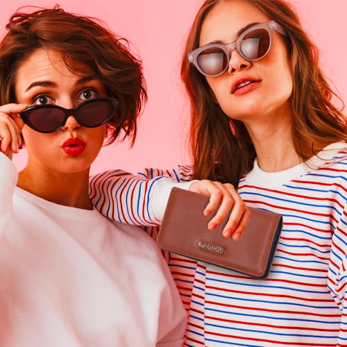 Nautica Seaside Slim Womens Wallet RFID Blocking Credit Card Holder, Coin Purse, Checkbook Organizer Clutch, Small Vegan Leather Wallet for Travel, Earth3