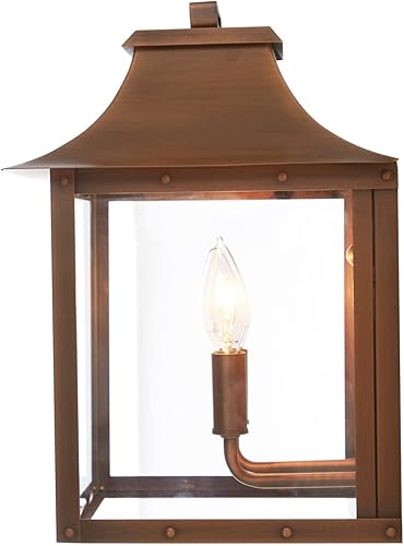 Miniatura 4 de Acclaim Lighting 8414CP - Linterna vintage de cobre sólido con dos luces regulables montada en la pared para exteriores con vidrio transparente