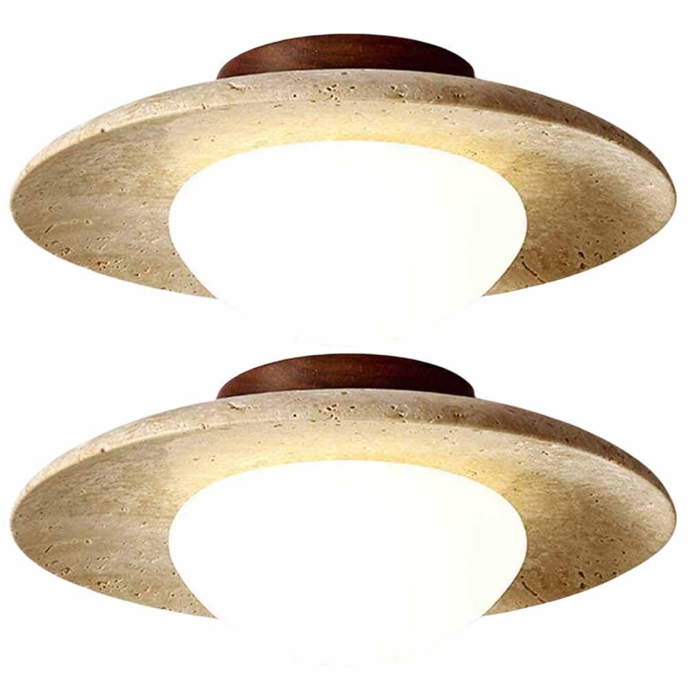 Mini plafonnier rond suspension en pierre lumoule E27 abat-jour en verre pour couloir