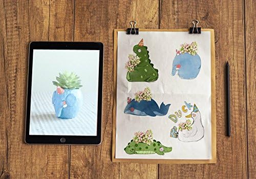 SUN-E Cute Green Crocodile Blue Elephant Whale Succulent Plants Personalized Office House Balcony Landscape Creative Decorative Flower Pots (The Elephant)