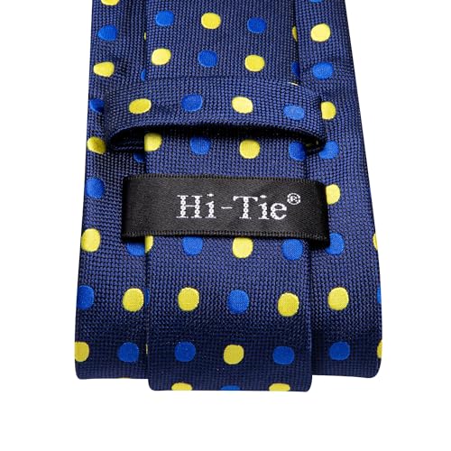 Image of Hi-Tie Men Ties Sets Silk Stripe Paisley Necktie Pocket Square Cufflinks for Business Wedding