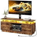 YITAHOME TV Stand with Mount for Living Room, LED TV Stands for 55/60/65 inch TVs with Power Outlets, Entertainment Center with Storage,TV Console Media Cabinet, Rustic Brown