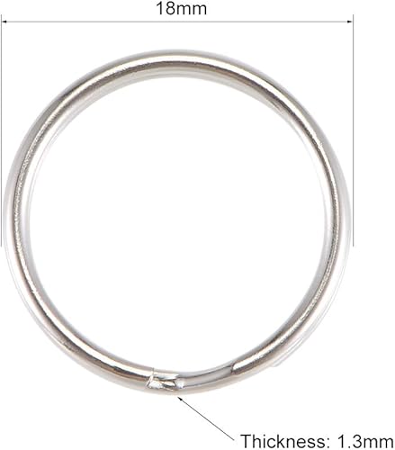 Miniatura 3 de uxcell Llaveros divididos de 0.709 in, conector abierto para bolso con cremallera, hierro niquelado, paquete de 100