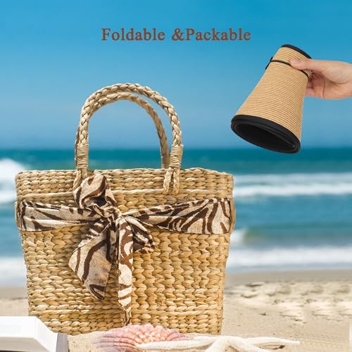 Visera de paja para mujer con ala ancha verano playa miniatura 5