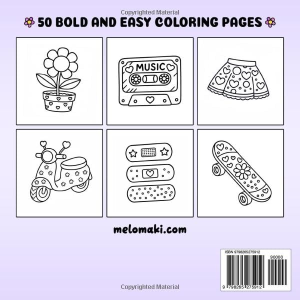 Cute & Groovy: Bold & Easy Coloring Book Featuring Relaxing Lovely Items, Suitable for Both Adults & Kids (Bold and Easy Coloring Books) - Image 2
