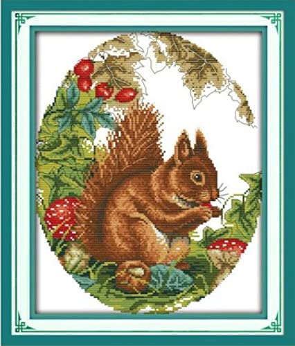Décoration intérieure fait main avec le kit broderie point de croix écureuil pour Noël