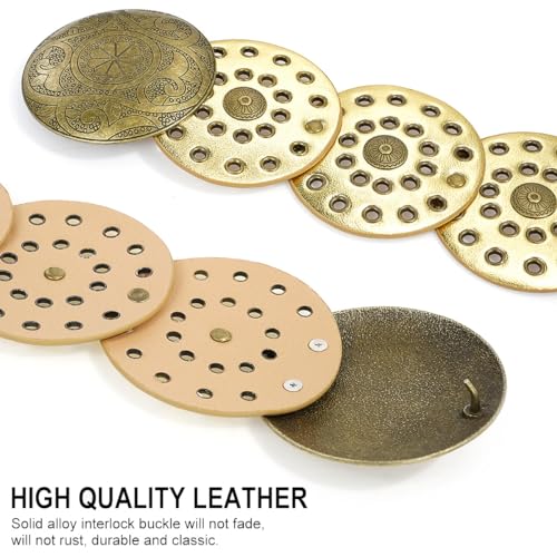 Wide Disc Belt for Women Vintage Leather Hollow Out Round Belt Western Waist Belt3