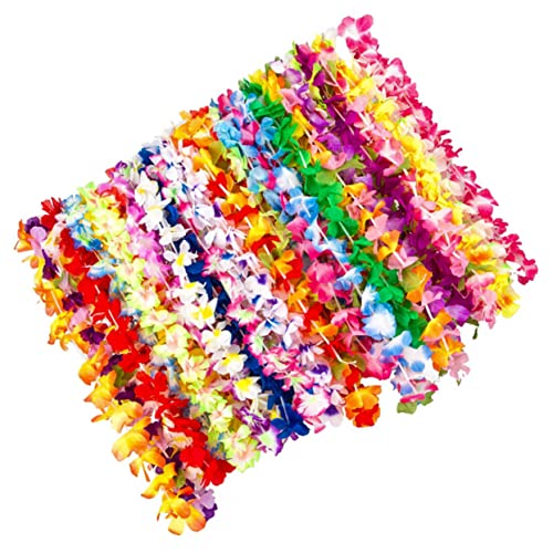 Cabilock 36Pcs Hawaiian Leis Necklace Vibrant Tropical Flower Necklaces for Luau Party Decorations Beach Wedding Accessories Comfortable Wear for