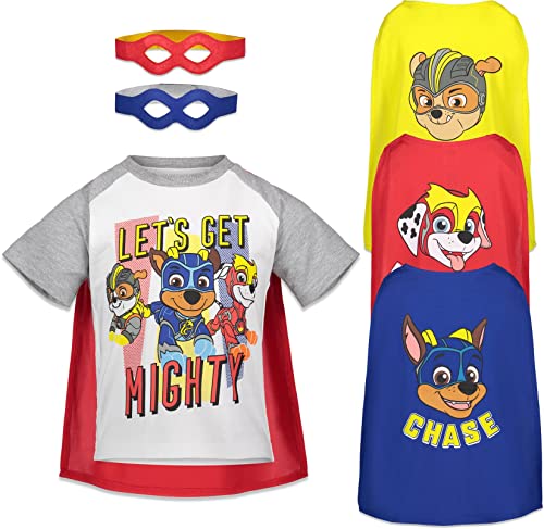 Nickelodeon Paw Patrol Chase Marshall Rubble Big Boys Graphic T-Shirt Capes and Masks 6 Piece Outfit Set