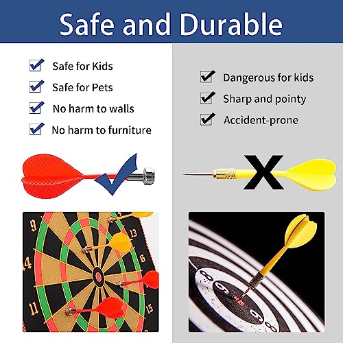 Image of Serveuttam Magnetic Dart Board Game for Kids & Adults - 6 Pc Darts & Mat | Double Faced, Indoor /Outdoor, Portable, Safe, Non-Toxic, Black, EVA