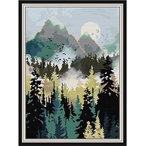 Svarog Stamped Cross Stitch Kits Beginners Full Range of Embroidery Patterns Starter Kits for Adult or Kids DIY Cross Stitches Needlepoint Kits 14CT-Sunrise Mountains 11.8x15.75 inch Cover
