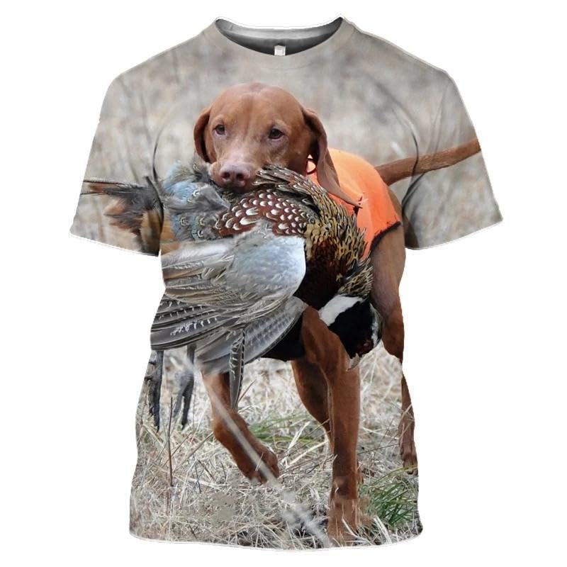 T-Shirt Sanglier Hommes 3D Chasse au Canard Camouflage Manches Courtes