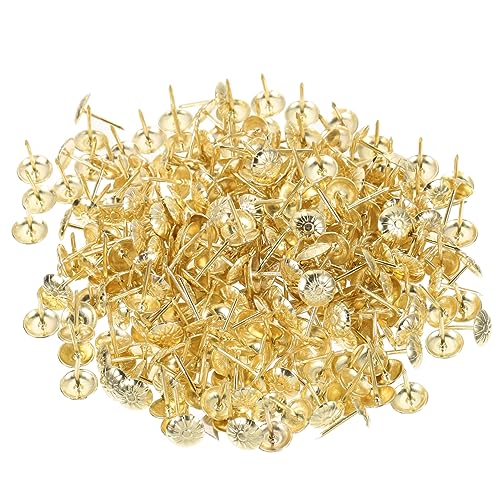 SHINEOFI 300piezas Tachuelas Para Tapicería De Muebles Clavos Decorativos Dorados Vintage De Hierro Tachuelas Redondas Para Bricolaje y Adornos Retro Sofá y Cabecero