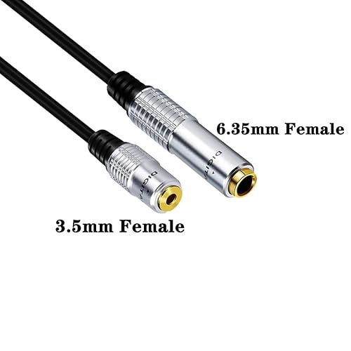 Miniatura 4 de Cable de extensión estéreo en Y de 14 de pulgada, 0.250 in, macho a hembra y cable TRS hembra de 0.138 in, cable adaptador de cable TRS para