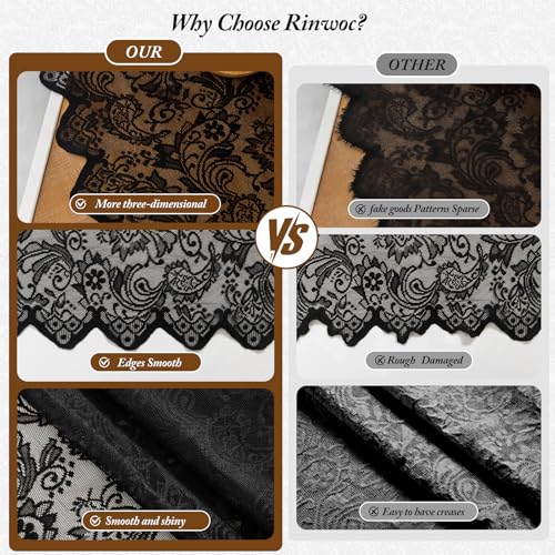 Rinwoc Black Lace Curtains - Price Drop to $27.99