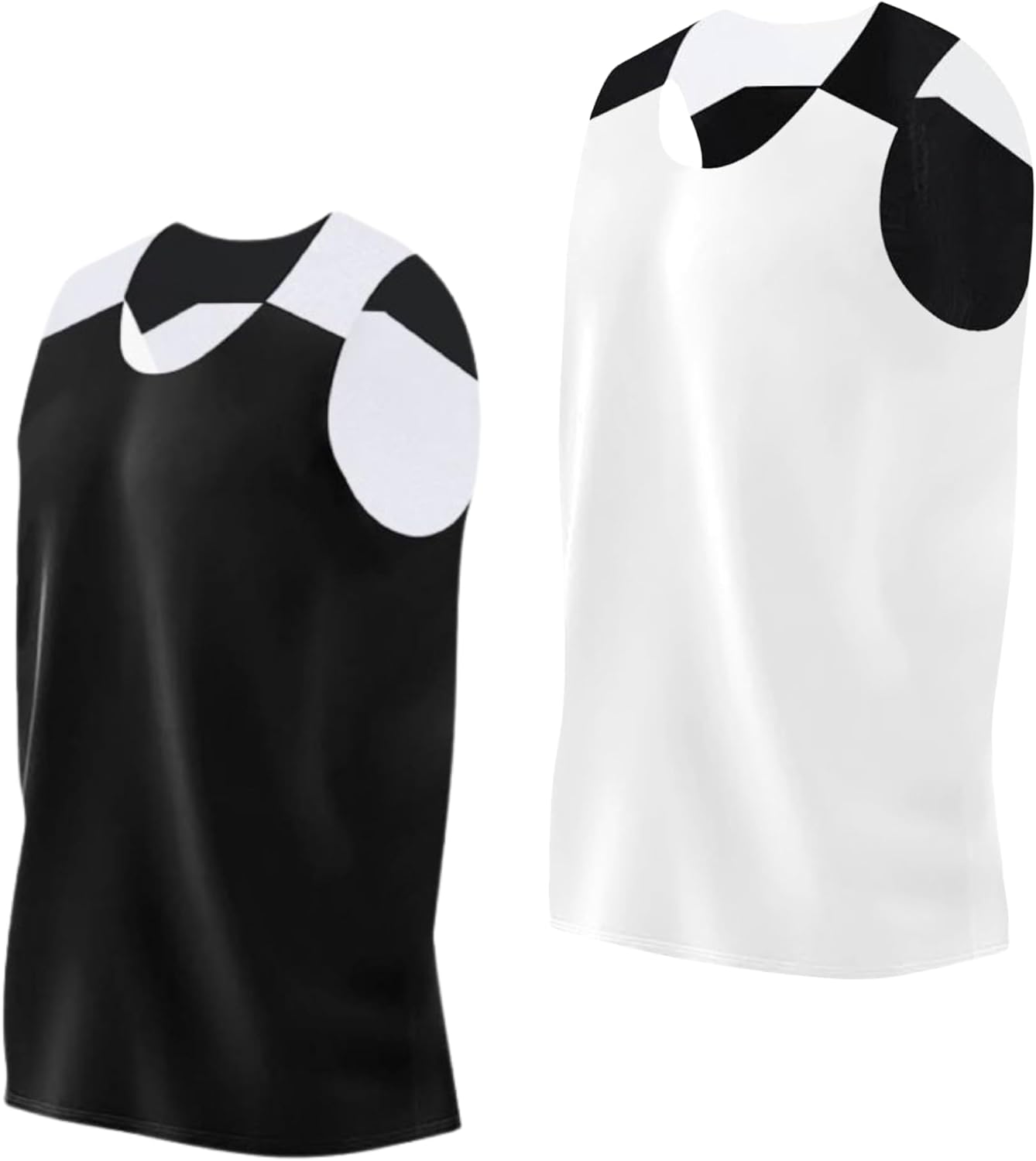 Reversible Blank Basketball Jersey | Blank Pinnie for Games or Scrimmage | Black and White | Individual Jerseys