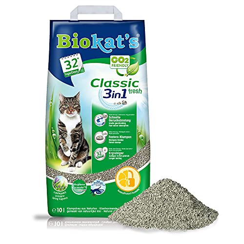 Biokat's Classic Lettiera Biokat's Classic 3in1 Senza Profumo - 10L, Agglomerante Con 3 Granulometrie Lettiera Gatto