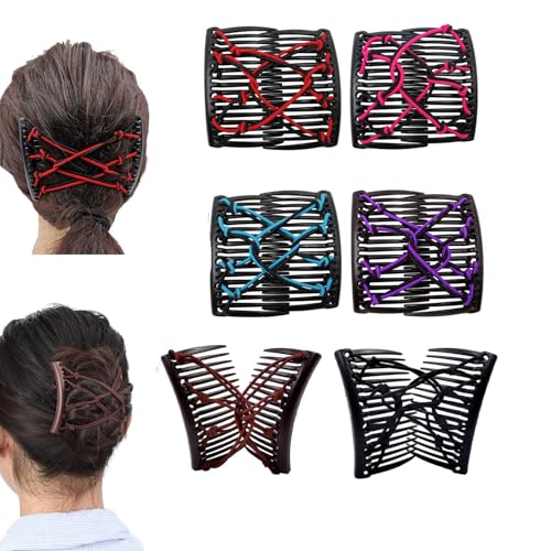 2/6pcs Magic Comb Hair Clip Combs Stretchy，New Banana Hairpin Tray Fashion Insert Comb，Double-Sided Clips Hair Combs Pins Small Slides for Women Girls Ladies Bride Thick Thin Hair