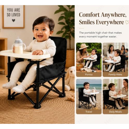 Image of Baby foldable chair | Space Saver Baby Seat Booster High Chair Camping Chair for Kids | Toddler Beach Chair for Travel, Outdoor | Folding Chair with Tray with Compact Design(multi color)(pack of 1)
