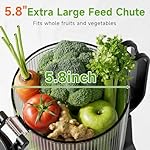 Cold Press Juicer, 5.8" Extra Large Feed Chute Fit Whole Fruits & Vegetables, 350W Slow Masticating Juicer Machines, Easy to Clean,High Juice Yield（Grey） - Image 2