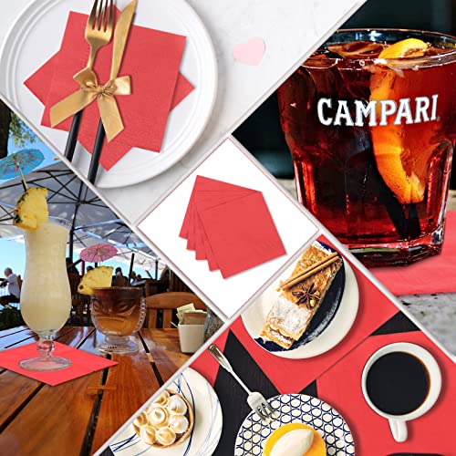 400 Count Cocktail Napkins Disposable 2 Ply Beverage Napkins Absorbent Dinner Napkins Event Party Supplies For Weddings Wine Tasting,5 X 5 Inch (Red) #TOP5