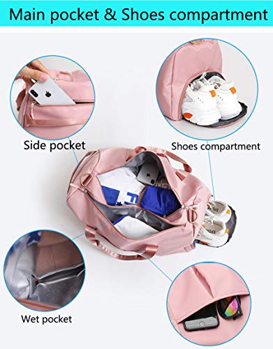 Lightweight Weekender Duffel Bags for Womens Girls Overnight Weekend Sport Gym Yoga Swim Travel Outdoor Vacation Carryon Checked Luggage Storage Adkx Personalized Duffle Bags with Wet Pocket (GREEN)