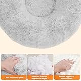 HMTOPE Orthopädisches Hundebett rund Hundekissen Hundesofa Katzenbett Donut Kuscheliges Hundekorb Waschbar, 100 cm Ø, Hellgrau