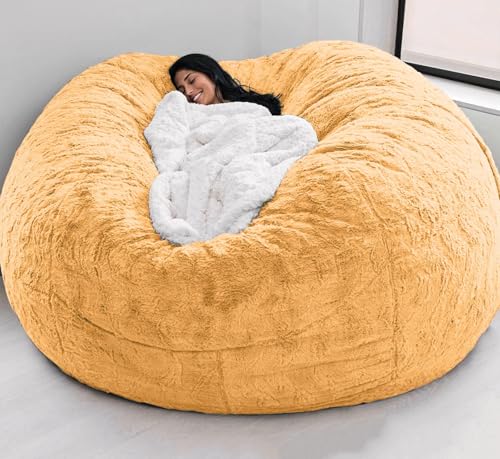 Funda para puf gigante (sin relleno), redonda, suave, mullida, de terciopelo fotovoltaico, lavable, ideal para sofás y tumbonas del salón, lavable a máquina, costuras dobles, tamaño M (180 x 90 cm)