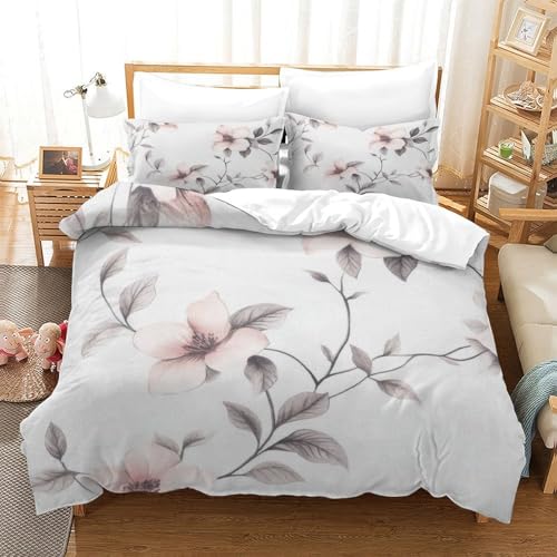Housse de couette fleurs 3D microfibre parure de lit 135x200cm